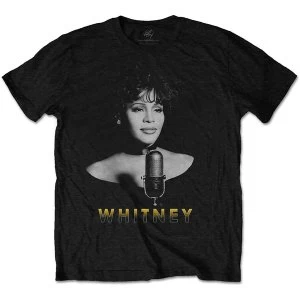 Image of Whitney Houston - Black & White Photo Unisex Large T-Shirt - Black