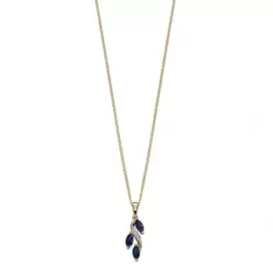 Image of Elements Gold Yellow Gold Sapphire Diamond Marquise Pendant GP2091L