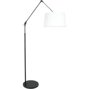 Image of Sienna Prestige Chic Cylindrical Pendant Ceiling Light Matt Black, Linen White