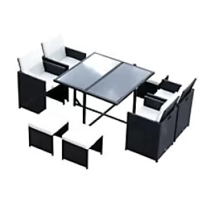Image of Outsunny Rattan Furniture Set 841-108 Black, Milk-White