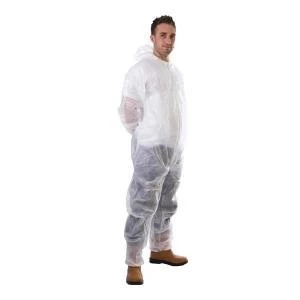 image of SuperTouch Large Coverall Non Woven PP Disposable with Zip Front White