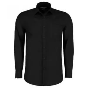 Image of Kustom Kit Mens Long Sleeve Tailored Poplin Shirt (15) (Black)
