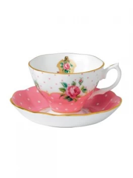 image of Royal Albert Cheeky Pink Vintage Tea Cup and Saucer Set Pink