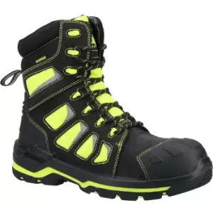Image of Amblers Unisex Adult Radiant Nubuck High Rise Safety Boots (10.5 uk) (Black/Yellow) - Black/Yellow