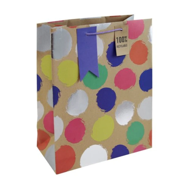 Image of Eurowrap Sketchy Spots Kraft Large Bag (Pack of 6) 32307-2C