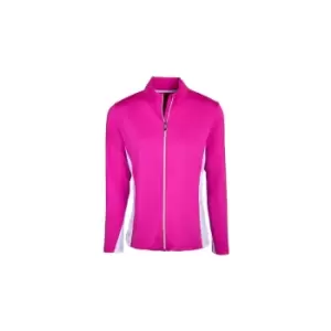 Image of Island Green Ladies Contrast FZ Top Layer - Pink/White - S