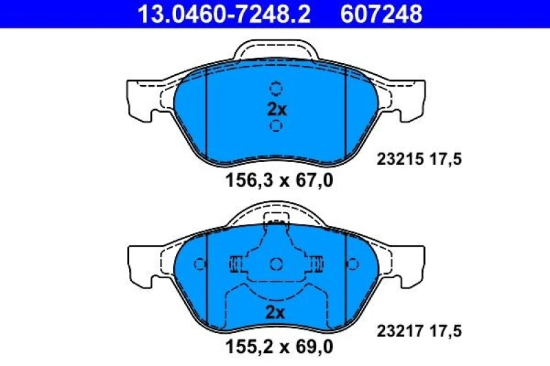 Image of ATE 13.0460-7248.2 Brake pad set excl. wear warning contact Brake Pad Set,disc brake (402)