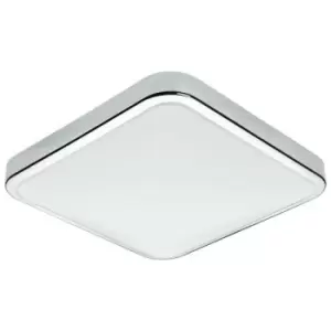 image of Eglo - Manilva 1 - LED Square Bathroom Flush Ceiling Light Chrome IP44