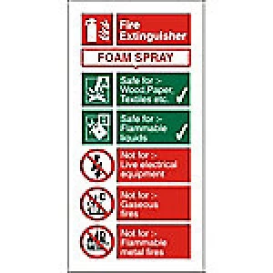 image of Fire Extinguisher Sign Foam Spray Vinyl 10 x 20 cm