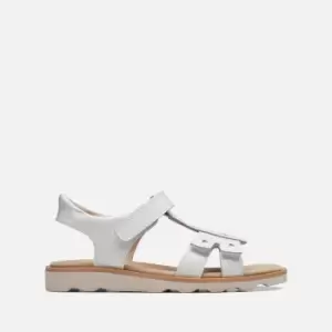 Image of Clarks Kids Crown Beat Patent Sandals - White - UK 10 Kids