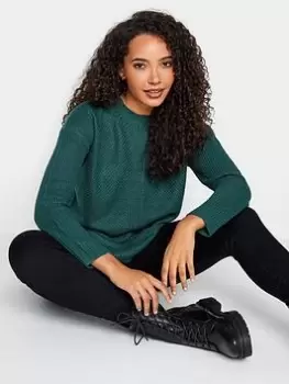 Image of M&Co Teal Funnel Neck Stitch Jumper, Blue, Size 26-28, Women