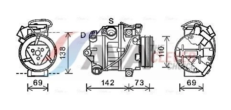 Image of Air conditioning compressor AVA COOLING SYSTEMS BWAK452