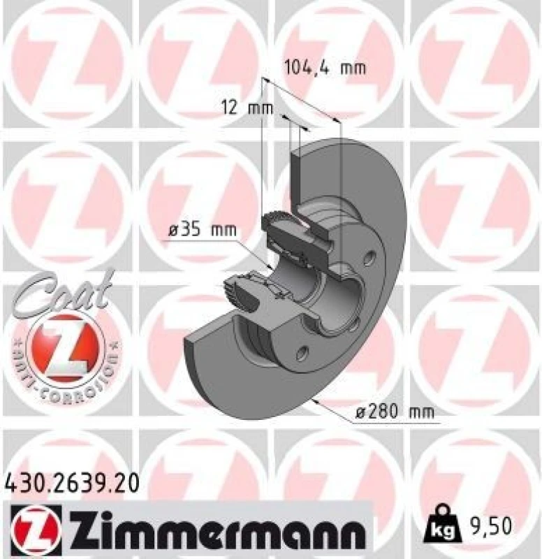 Image of ZIMMERMANN Brake disc ZIMMERMANN 430.2639.20