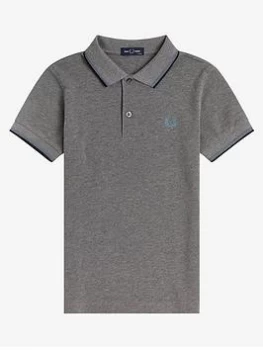 Image of Fred Perry Boys Twin Tipped Short Sleeve Polo Top - Grey Marl, Size 11-12 Years
