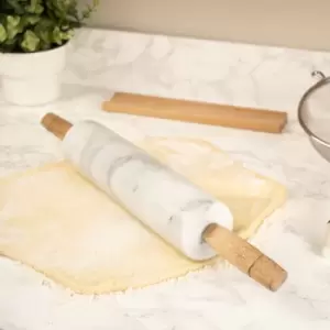 Image of Kitchen Pantry Marble Rolling Pin with Stand White