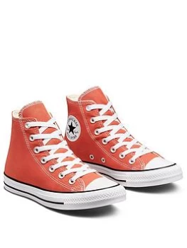 image of Converse Chuck Taylor All Star Partially Recycled Cotton Hi Top Plimsolls - Orange/White, Orange/White, Size 7, Women