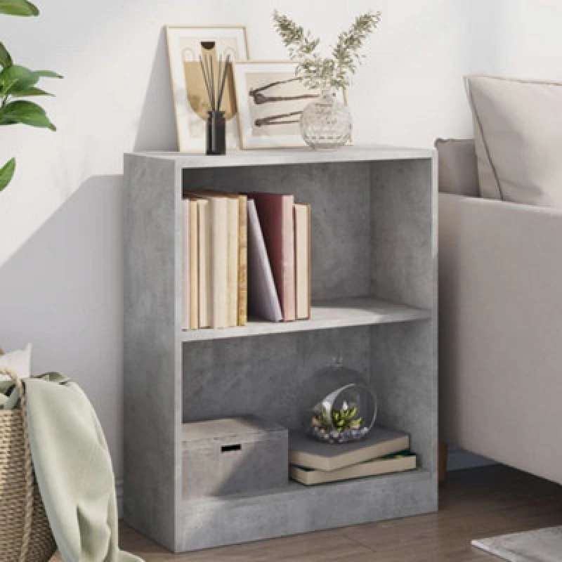 Image of vidaXL Bookshelf Concrete Grey Engineered Wood Standing Shelf Storage Rack