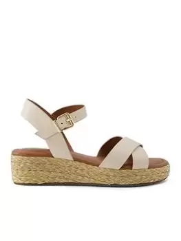 image of Dune London Linnie Wide Fit Cross Strap Flatform Sandal - Ecru Leather, Beige, Size 4, Women