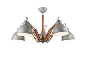 Image of Marcello Adjustable Multi Arm Pendant Ceiling Light Rustic, 5x E27