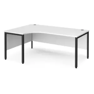 image of Office Desk Left Hand Corner Desk 1800mm White Top With Black Frame 1200mm Depth Maestro 25 MB18ELKWH