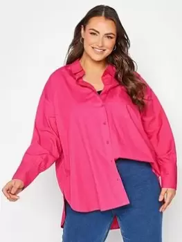 image of Yours Oversized Poplin Shirt Pink, Size 16, Women