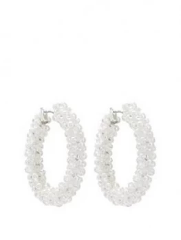 Image of Mood Silver Plated Pearl Bead Wrap Hoop Earrings