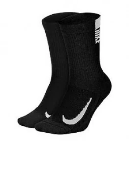 image of Nike 2 Pack Of Running Crew Socks - Black