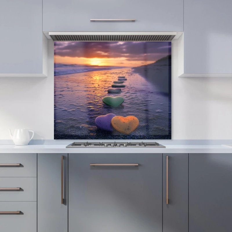 Image of Warren Reed - Designer Heartstones at Sunset Kitchen Splashback in Black Size: 600mm x 750mm Black Unisex 600mm x 750mm