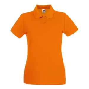 Image of Fruit Of The Loom Ladies Lady-Fit Premium Short Sleeve Polo Shirt (L) (Orange)