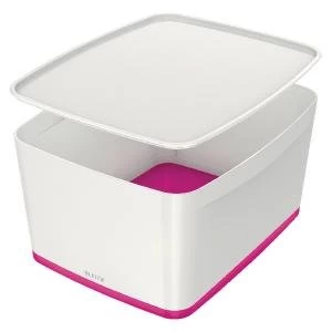 image of Leitz MyBox Large Storage Box With Lid WhitePink 52161023