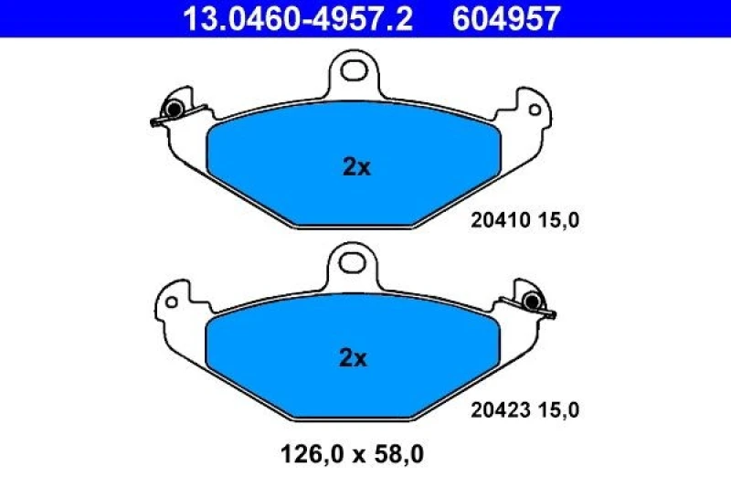 Image of ATE 13.0460-4957.2 Brake pad set excl. wear warning contact Brake Pad Set,disc brake (402)