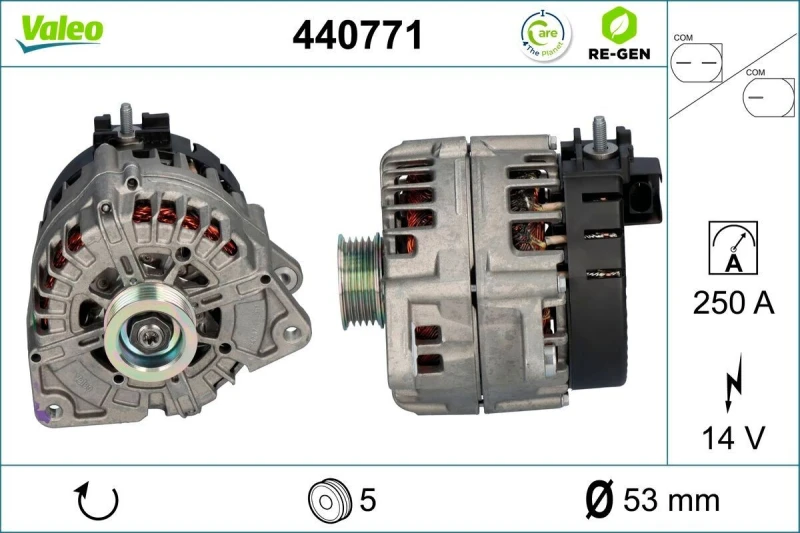 Image of VALEO 440771 Generator Alternator Charging Current: 250A, Voltage: 14V Alternator (4)