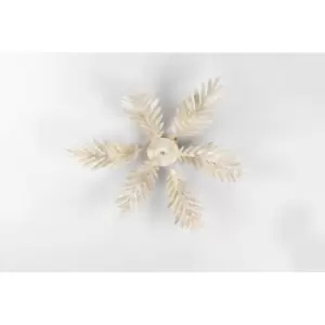 image of Onli Felce 3 Light Feather Multi Arm Semi Flush Ceiling Lamp, Ivory