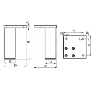 Image of Sofa Plinth Coffe Table Aluminium Leg 100 x 38 mm