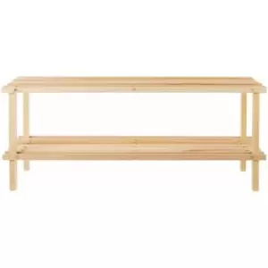 image of Natural and Cedar Wood 2 Tier Shoe Rack - Premier Housewares