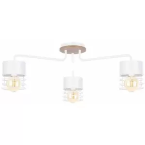 Image of Keter Casa Multi Arm Semi Flush Ceiling Light White, Wood, 70cm, 3x E27