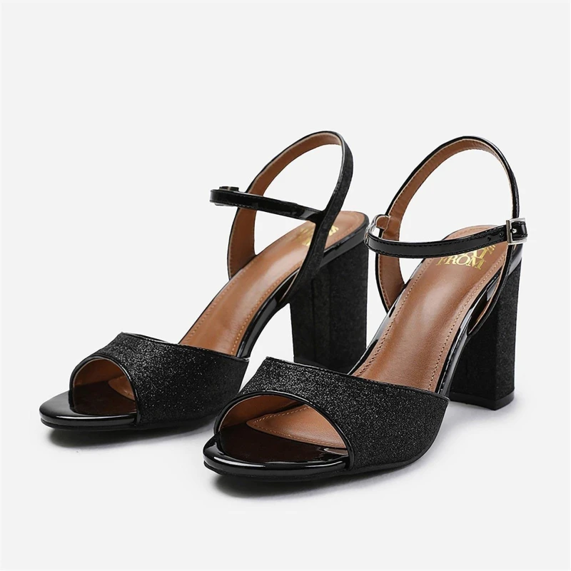 Image of Where's That From 'Florence' Mid High Heels With Ankle Strap Black