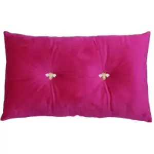 image of Bumble Bee Velvet Cushion Fuchsia