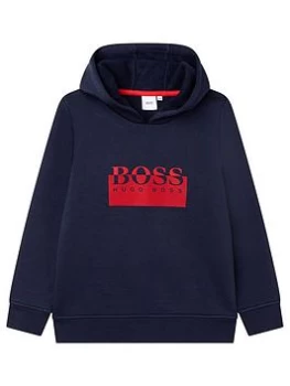 Image of Hugo Boss Logo Pullover Hoodie Navy Size 10 Years Kids