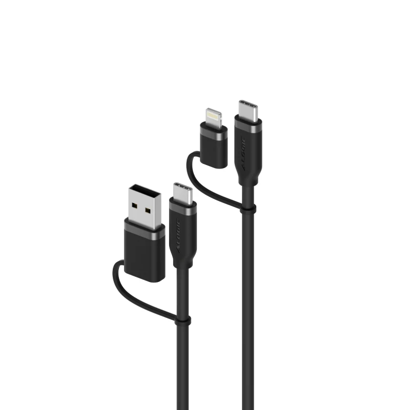 Image of ALOGIC Elements Silicone 4-IN-1 USB 2.0 Cable 100W Black- 1.5m