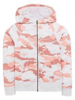 image of Nike Sportswear Older Girls Vintage Camo Hoodie PinkGrey Camo Size L12 13 Years Women