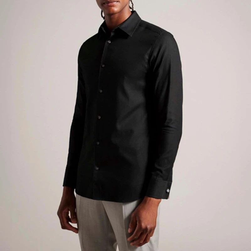 Image of Ted Baker Lecce Long Sleeve Textured Stripe Shirt - Black S