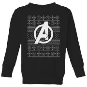 Image of Marvel Avengers Logo Kids Christmas Sweatshirt - Black - 9-10 Years
