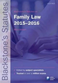Image of Blackstones Statutes on Family Law 2015-2016 by Mika Oldham Paperback