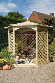 Image of Grange Fencing Budleigh Hexagon Wooden Gazebo with Mirror and Lattice Panels