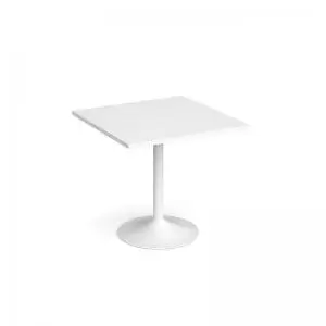 image of Genoa square dining table with white trumpet base 800mm - white