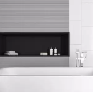 Image of White Pinstripe Wall Tile 25 x 50cm - Laina