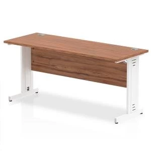 Image of Trexus Desk Rectangle Cable Managed White Leg 1600x600mm Walnut Ref