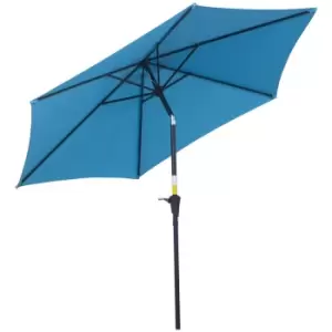 image of Outsunny 2.7m Tilting Parasol with Crank - Blue