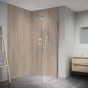 Image of Splashwall Elite Matt Light Oak Brown Post-Formed 2 Sided Shower Wall Panel Kit (L)2420mm (W)1200mm (T)11mm